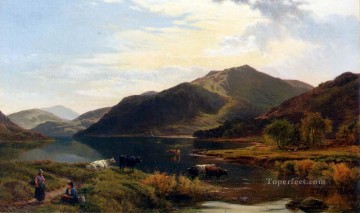 Cattle By A Lake landscape Sidney Richard Percy stream Oil Paintings